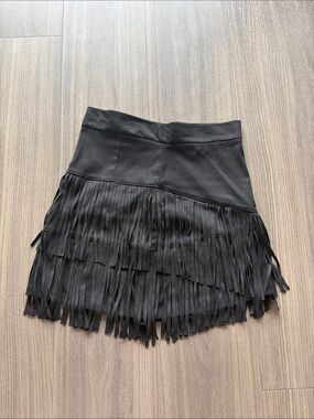 Altar'd State Black Layered Fringe Mini Skirt
